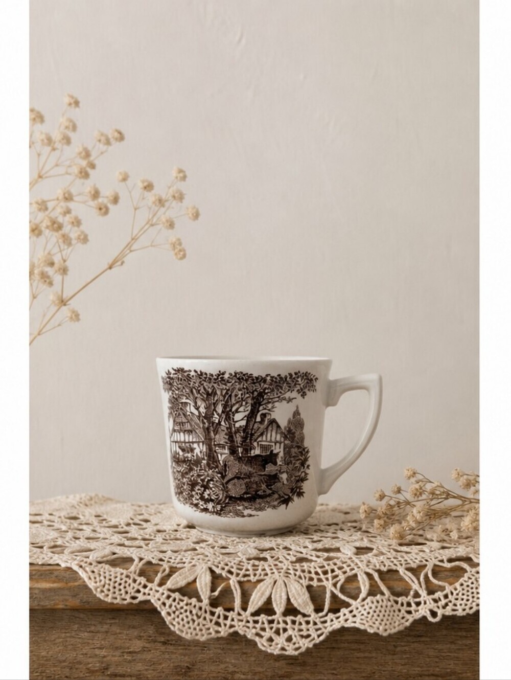 VTG J&G Meakin Romantic England Brown Transferware Tea Cup / Mug